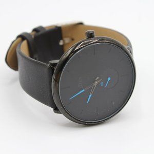 Biden Men’s Casual Stainless Steel Black Leather Band Classic Quartz Watch